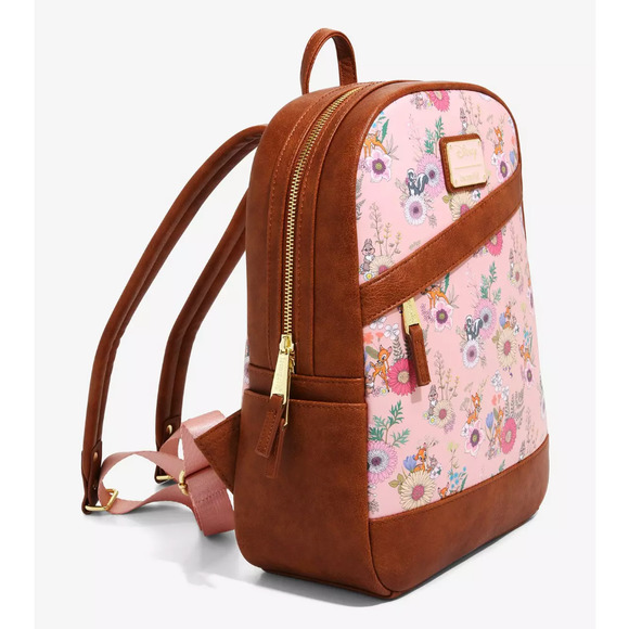 DISNEY x LOUNGEFLY Bambi Cast Floral Print Mini Simulated Leather Backpack - Picture 2 of 16